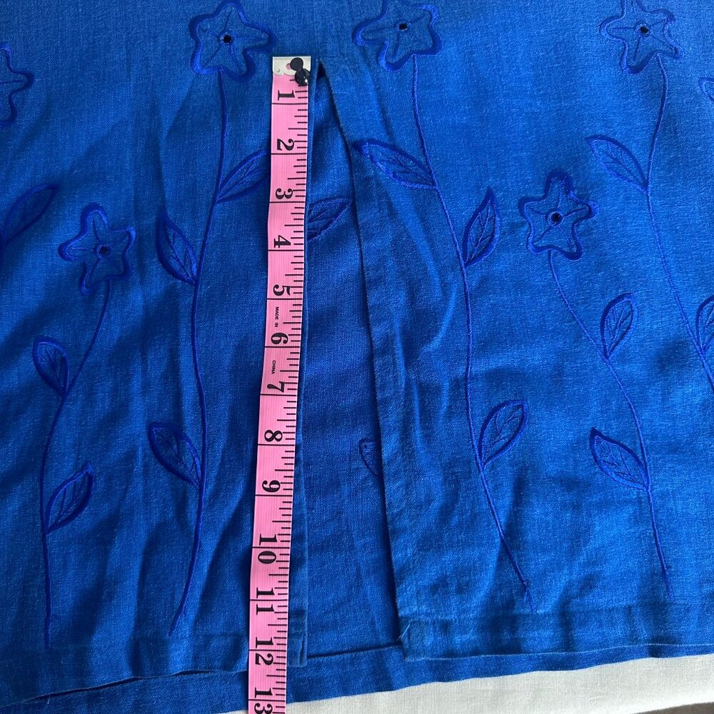 VTG COUNTRY WEAR CASUALS Blue Linen Sleeveless Maxi Embroider Dress Womens Sz L - Picture 14 of 15